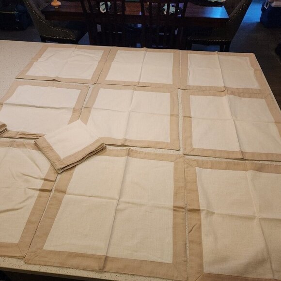 NAPA STYLE Cotton Napkins Set Of 11 Ivory Beige square 17.5 x 17.5" - Picture 1 of 3
